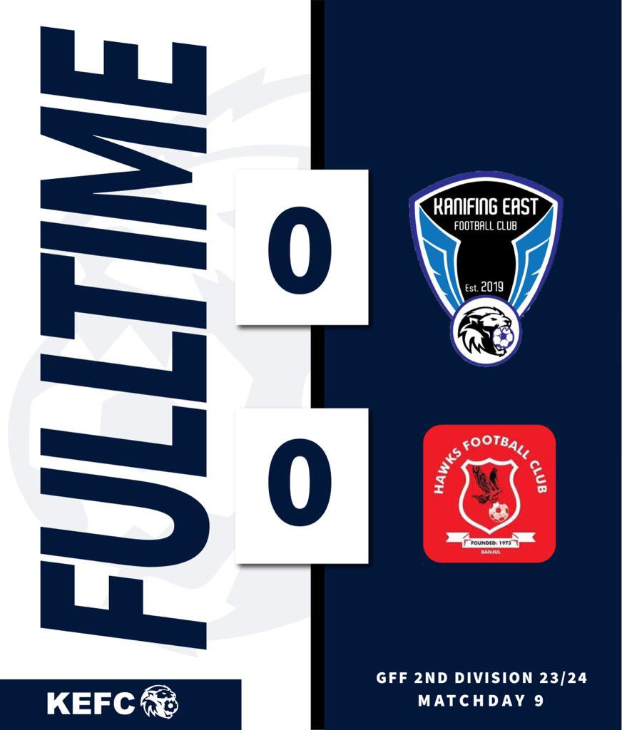 🔵 Full-Time Update 🔵

Kanifing East FC concluded an intense match with a final score of 0-0. A stellar display of teamwork and resilience from our players deserves applause. Kudos to the coaching staff for their strategic guidance. Onward and upward! ⚽👏 #TeamSpirit