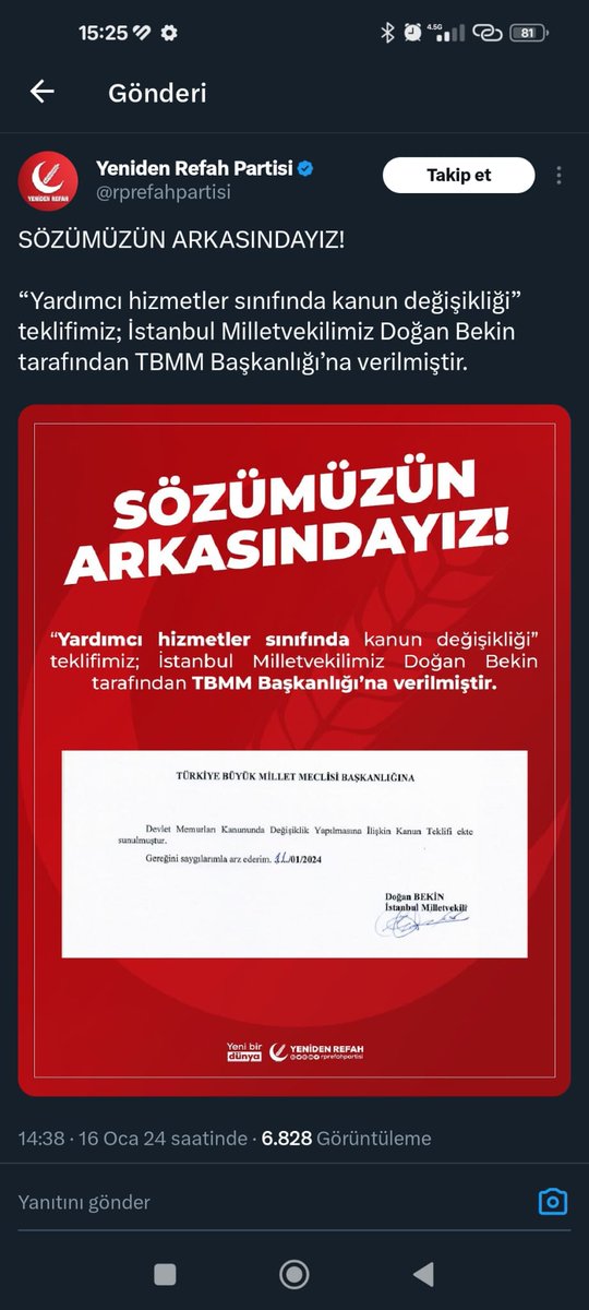dalferit23's tweet photo. @DoganBekin Sayın Vekilm @yardimcihizmet1  ve #140bin #YardımcıHizmetlerSınıfı  olarak @rprefahpartisi  nden ve Sayın @ErbakanFatih  başkanımozdan Allah Razı olsun inşallah #YardimcıHizmetlerTorbaYasaya  ya girerde bizler bu kadrodamn kurtulmuş oluruz https://t.co/EbwdplebrE