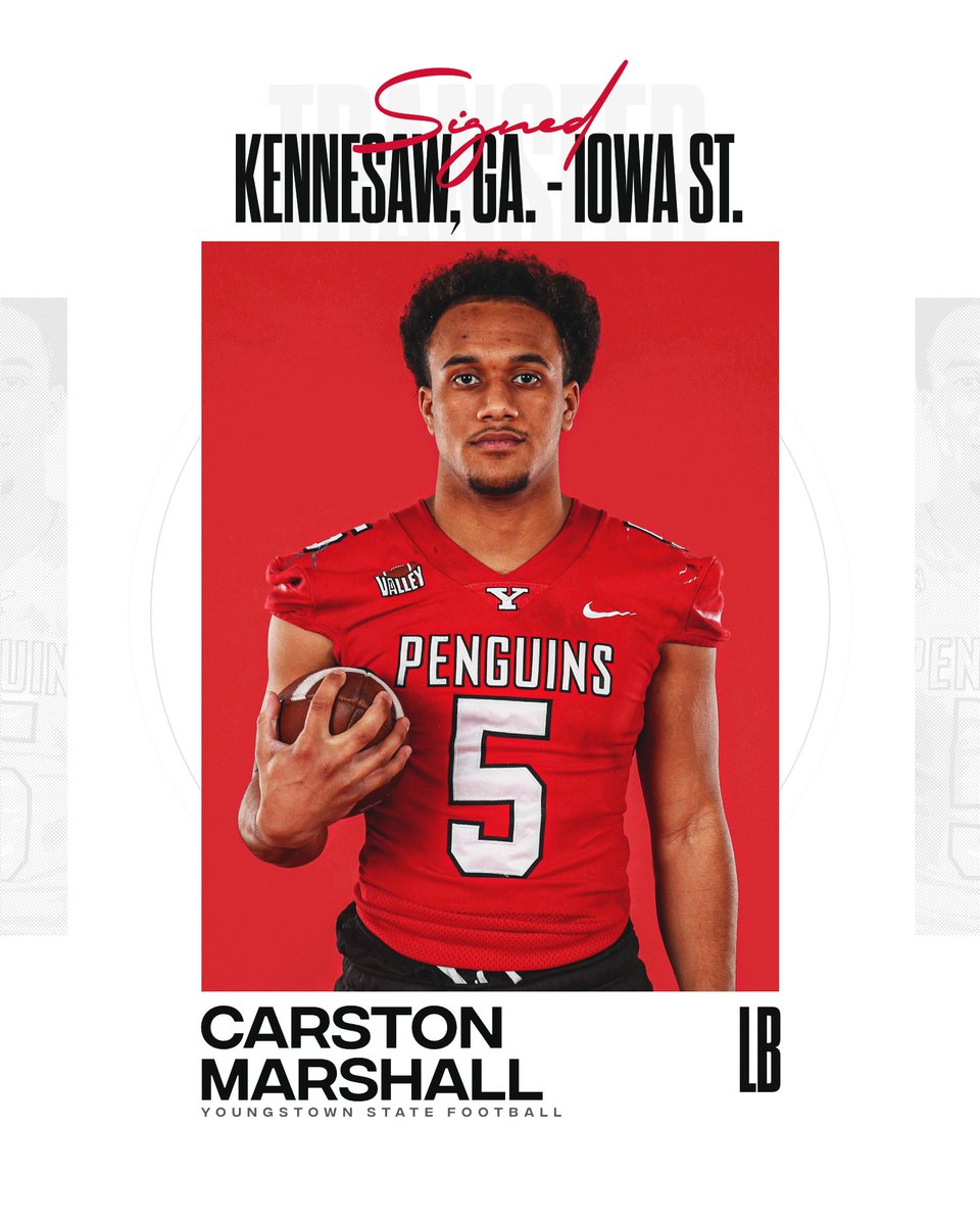 🚨 ROSTER ADDITION 🚨 We're excited to announce that Carston Marshall has joined our program! 🐧🏈 Carston Marshall Linebacker 6-2, 215 Kennesaw, Ga. Previous School: Iowa State #GoGuins