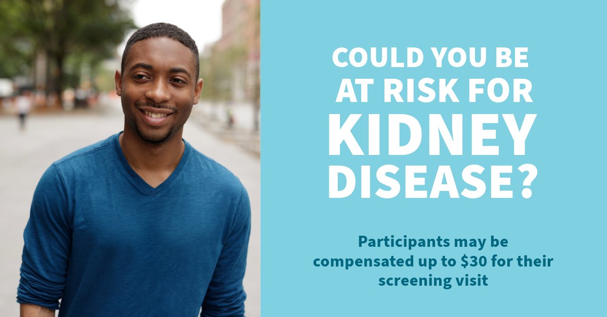 ProjectBriggs's tweet photo. Could You Be at Risk for Kidney Disease? Seeking Participants for a Kidney Disease Research 

 Participants may be compensated up to $30 for their screening visit.

If you are interested in participating, please call 443-836-5980 @javararesearch https://t.co/Zl1kUfqdKh