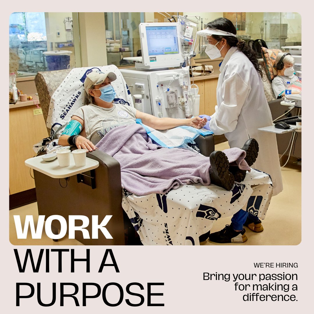 nwkidney's tweet photo. Work with us! As the largest dialysis provider in the Puget Sound region, we regularly welcome passionate people to our team. Learn more about our open positions, including our paid training program, here: https://t.co/TFJohiN4NP #hiring #healthcarejobs #nursingjobs #paidtotrain https://t.co/8QPRqVexkV
