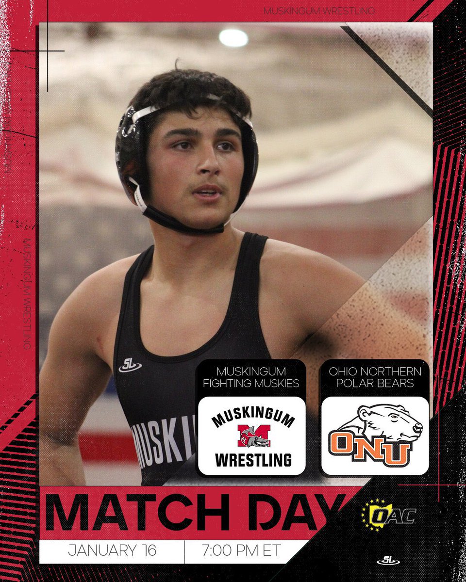 WrestlingMuskie's tweet photo. 🚨Match Day🚨

Tonight, we head to Ada for a match against Ohio Northern Polar Bears. The event starts at 7 PM and can be accessed through the link in our bio. Let's go Muskies! #GoMuskies https://t.co/4wcSdZ4GMQ
