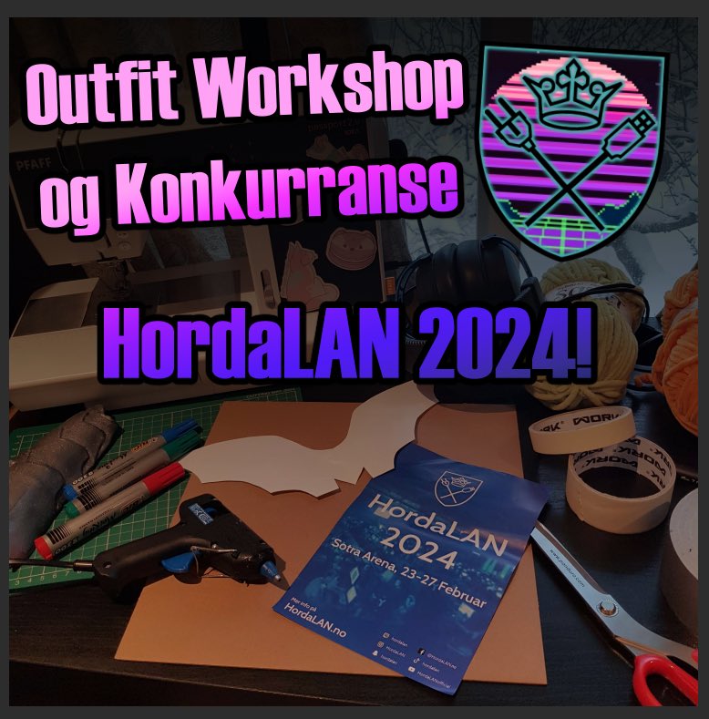 HordaLAN's tweet photo. Cosplay er kult, men det er ikke alltid lett å vite hvor man skal begynne. Derfor arrangerer HordaLAN en workshop for nybegynnere! Med lim, papp og god hjelp fra våre erfarne cosplayere kan du prøve deg på å lage kostymer og props som du kan få vise frem i vår Outfit konkurranse! https://t.co/pKwBlH4CS1