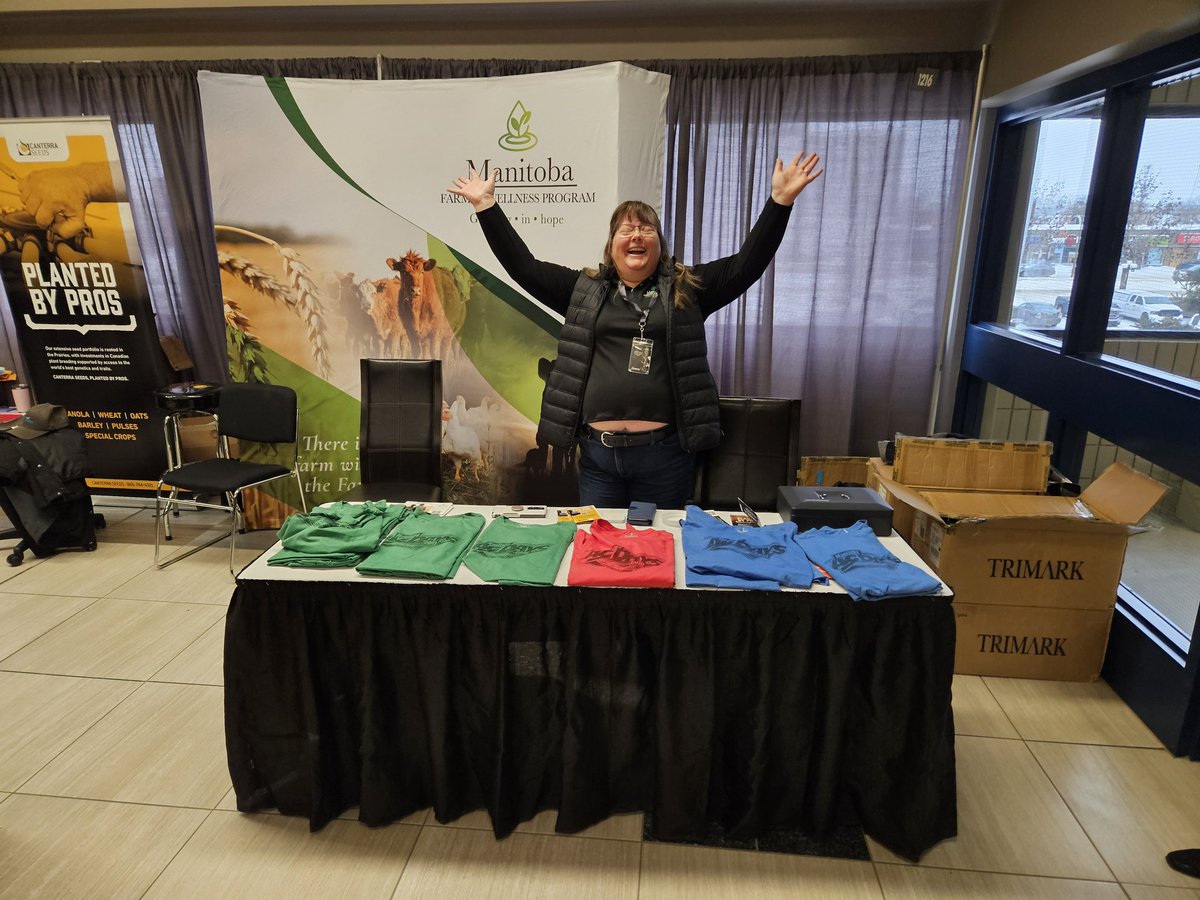 Come and meet Donna <a href="/mfarmerwellness/">Manitoba Farmer Wellness Program</a> booth at ag days.