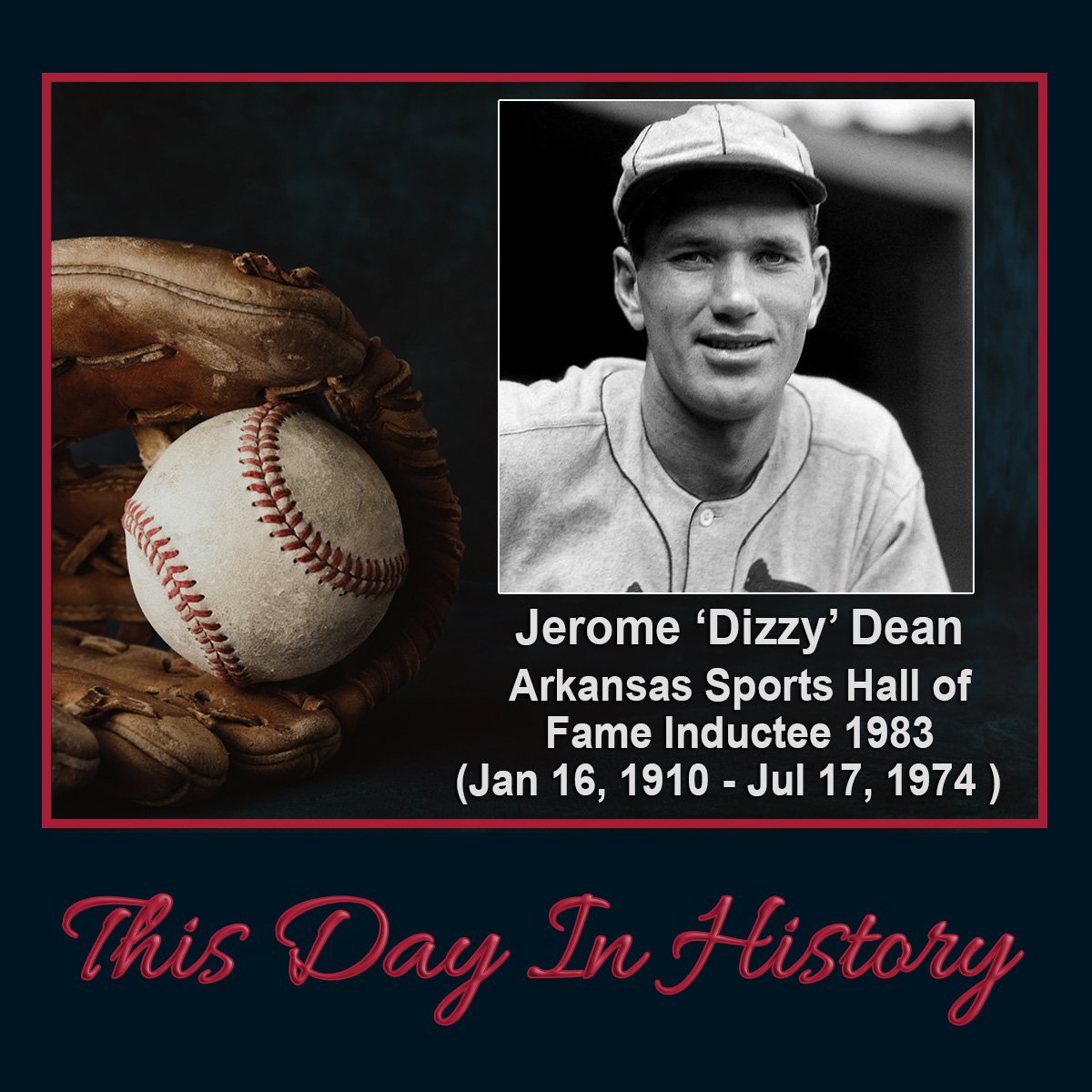 Dean, a member of baseball’s Hall of Fame, won 30 games for the World Champion St. Louis Cardinals in 1934 and was the league’s MVP. Dean led the National league in shutouts (1932, 1934) and in strikeouts (1932-1935). Dean was born in Lucas, near Booneville. ASHOF in 1983.