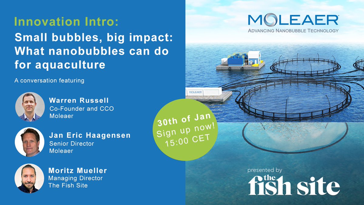 moleaer's tweet image. Join us for an engaging conversation with @thefishsite on Jan. 30 at 15:00 CET as we dive into the ways #nanobubbletechnology is helping fish farmers improve efficiency &amp;amp; #sustainability.

Register today to secure your spot: us06web.zoom.us/webinar/regist…

#moleaer #aquaculture