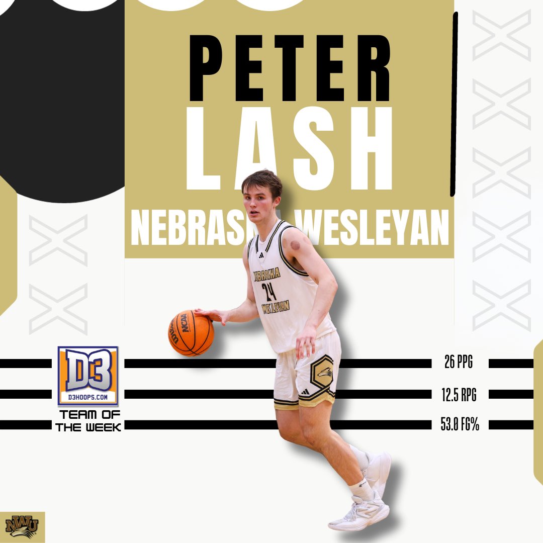 Peter Lash has been named to this week’s D3hoops.com Team of the Week for his performances against Central College and Coe College 🐺🏀 #YipYip #PWolfNation