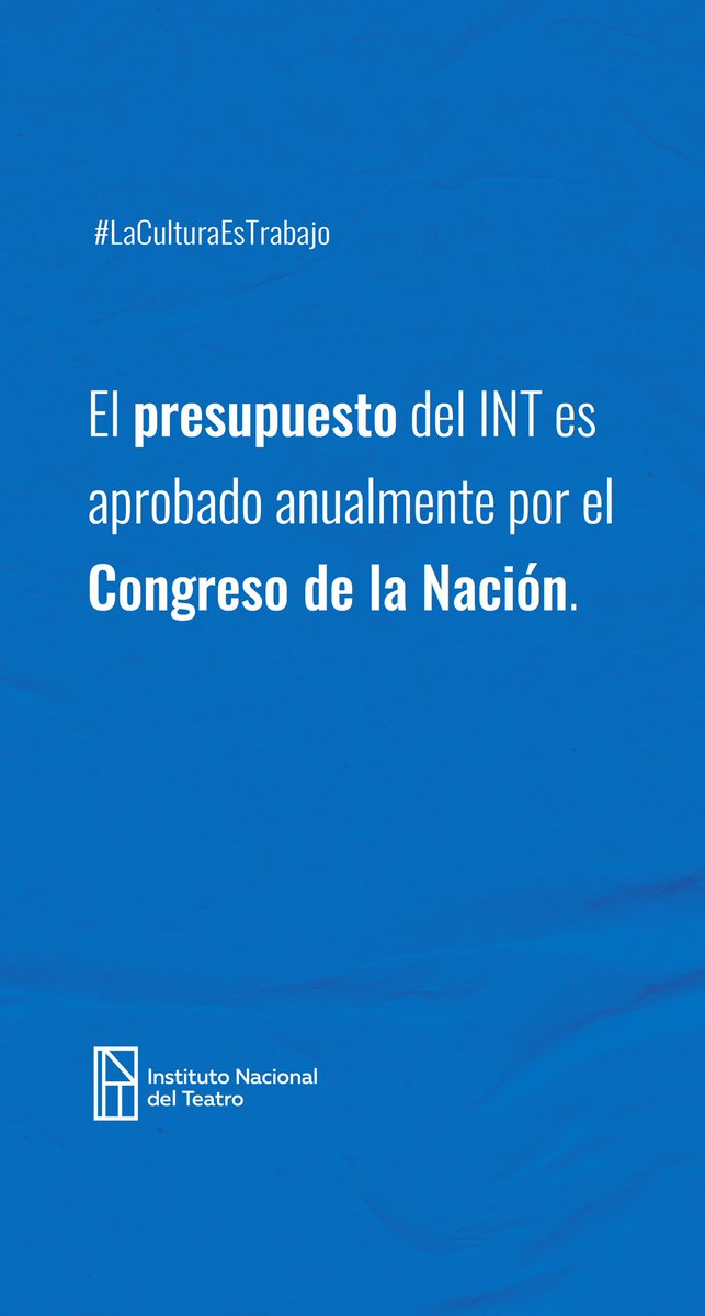🔵 Te contamos cómo se financia el Instituto Nacional del Teatro.

🔴 Podés encontrar toda la información e informes de gestión en inteatro.ar