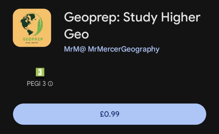 MrsPageHistory's tweet photo. 🔔 GEOGRAPHY TEACHERS 🔔

A colleague, Andrew Mercer has created a fab app for Geo pupils called 'Geoprep study higher geo'. It contains the full course notes, model answers, audio tutorials diagrams &amp; quizzes for Higher level geography pupils - only 99p.

https://t.co/xN8NtQvYzt https://t.co/pc8UHIjlPz