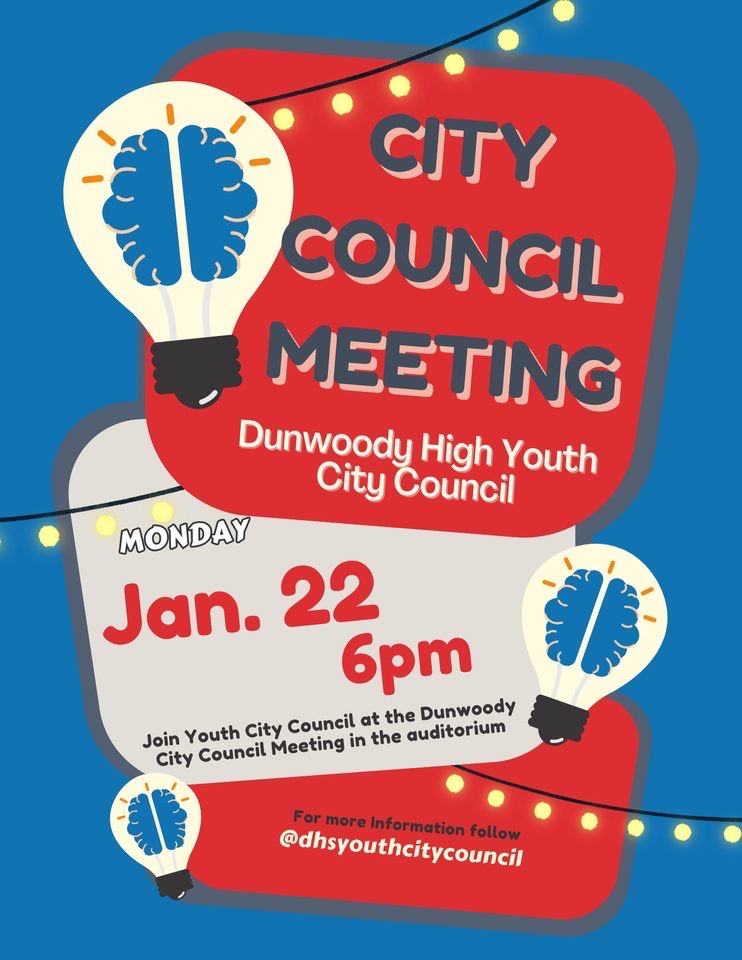 The Dunwoody City Council will hold its next meeting at Dunwoody High School on January 22 at 6 p.m. Students, parents + other community members are encouraged to attend the meeting hosted by the DHS Youth City Council. More: bit.ly/47CGqQ7 @DeKalbSchools
