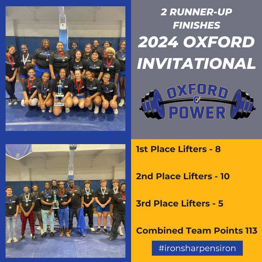 Great weekend for both the Girls and Boys Powerlifting Teams in the 2024 Oxford Invitational! 

#ironsharpensiron