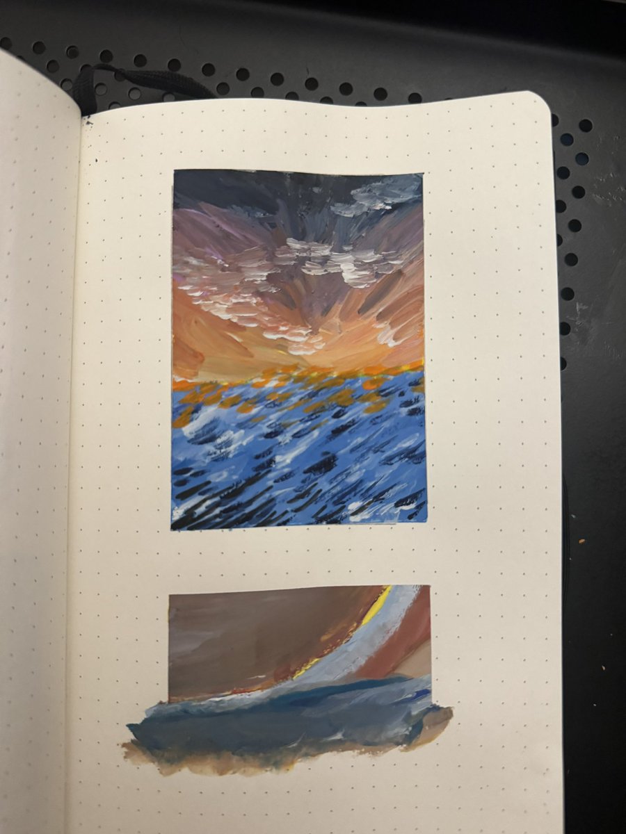 Sunset over the ocean 
#gouache #sketchbook #tinypainting