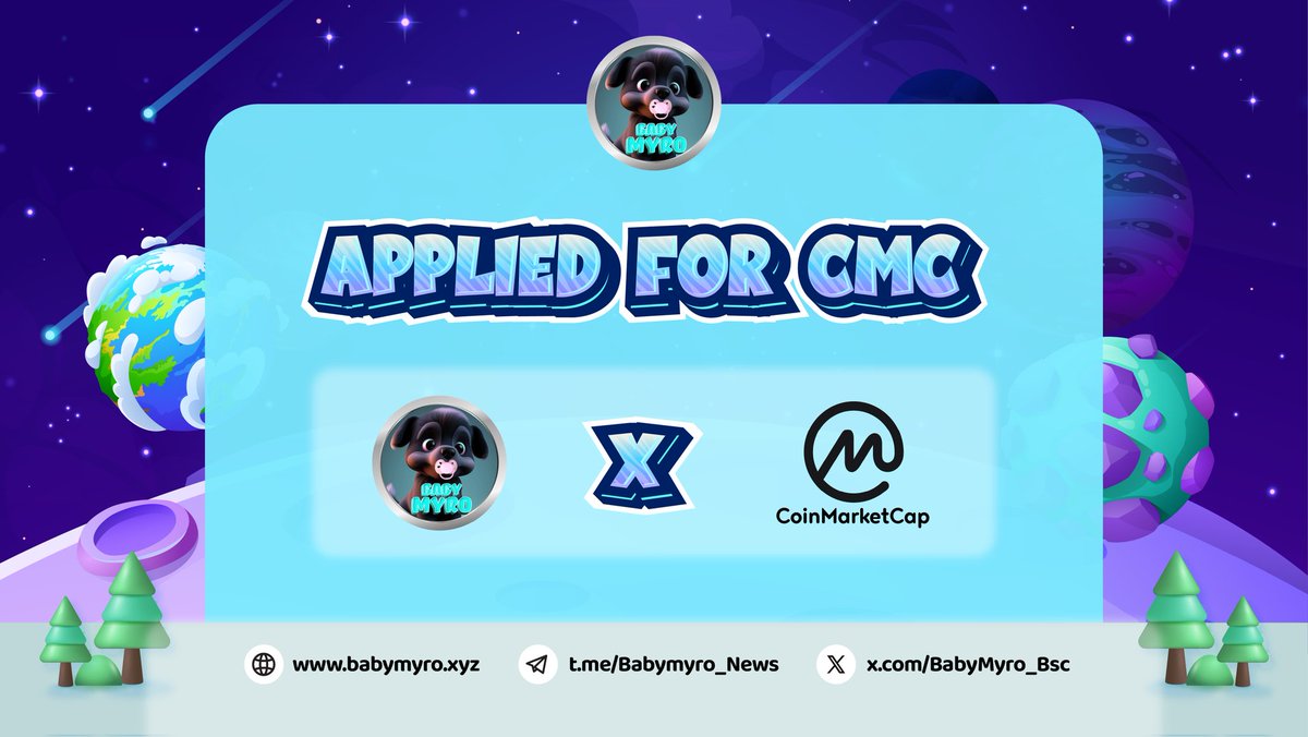 BabyMyro_Bsc's tweet photo. 😎Baby Myro has applied for CMC FastTrack Listing! ⭐️

😎Stay tuned for the rapid listing process and increased project visibility. 😎

😎Let's show your support and excitement for this milestone! 🎉

🌐 #CMCFastTrack #CryptoListing
 #babymyro https://t.co/Znr1YQZf2g