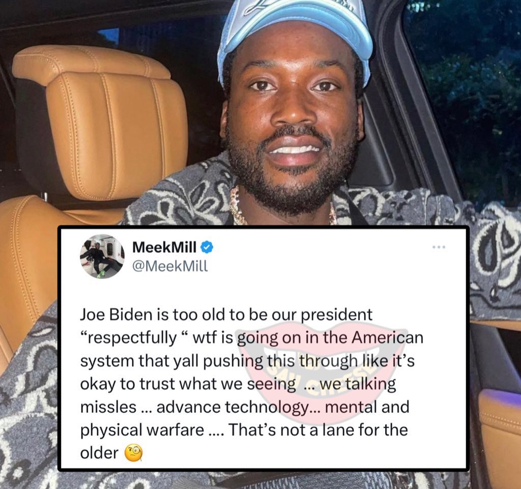 SaycheeseDGTL's tweet photo. Meek Mill thinks Joe Biden is too old to be president https://t.co/UFPRKNdmNa