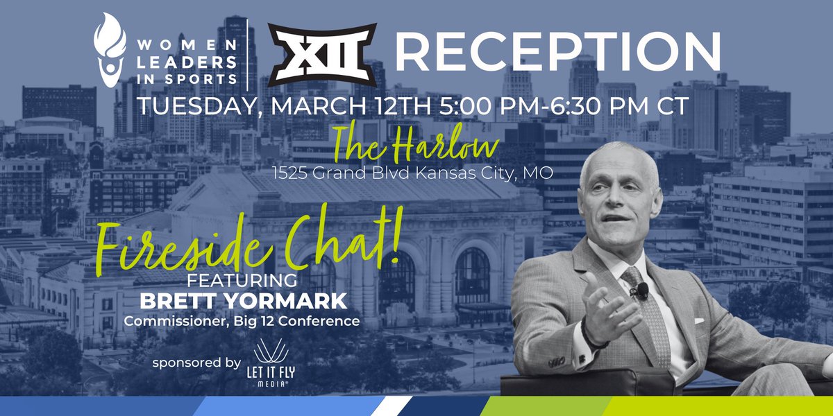 Mark your calendars for our reception and fireside chat with <a href="/brettyormark/">Brett Yormark</a> during the <a href="/Big12Conference/">Big 12 Conference</a> 🏀Championship in Kansas City!

📅 Tuesday, March 12th
🕐 5-6:30pm CT
📍The Harlow

RSVP here: ow.ly/ufpu50Qrr8w