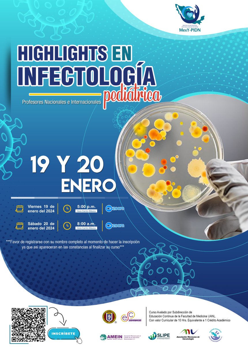 _jicastillo's tweet photo. Amigos, los invito al 1er curso "Highlights en Infectología Pediátrica" 🔥 con ponencias puntuales impartidas por Infectólogos Pediatras. Con aval de la UANL y asociaciones médicas de Infectología como AMIP-AMV-AMEIN.

Los esperamos 🙌🏽. https://t.co/XNHqDEcDzn
