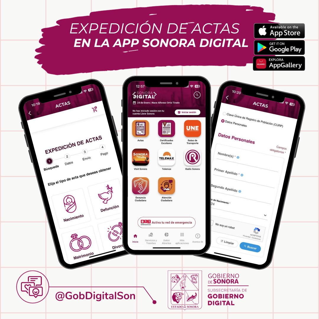 ¡Adiós a las filas! 🚫👋 Con la app "Sonora Digital" 📱 puedes tramitar la expedición de actas del Registro Civil sin complicaciones. ¡Descárgala ahora y agiliza tus gestiones! 🚀

#SonoraDigital #TrámitesSinFilas
