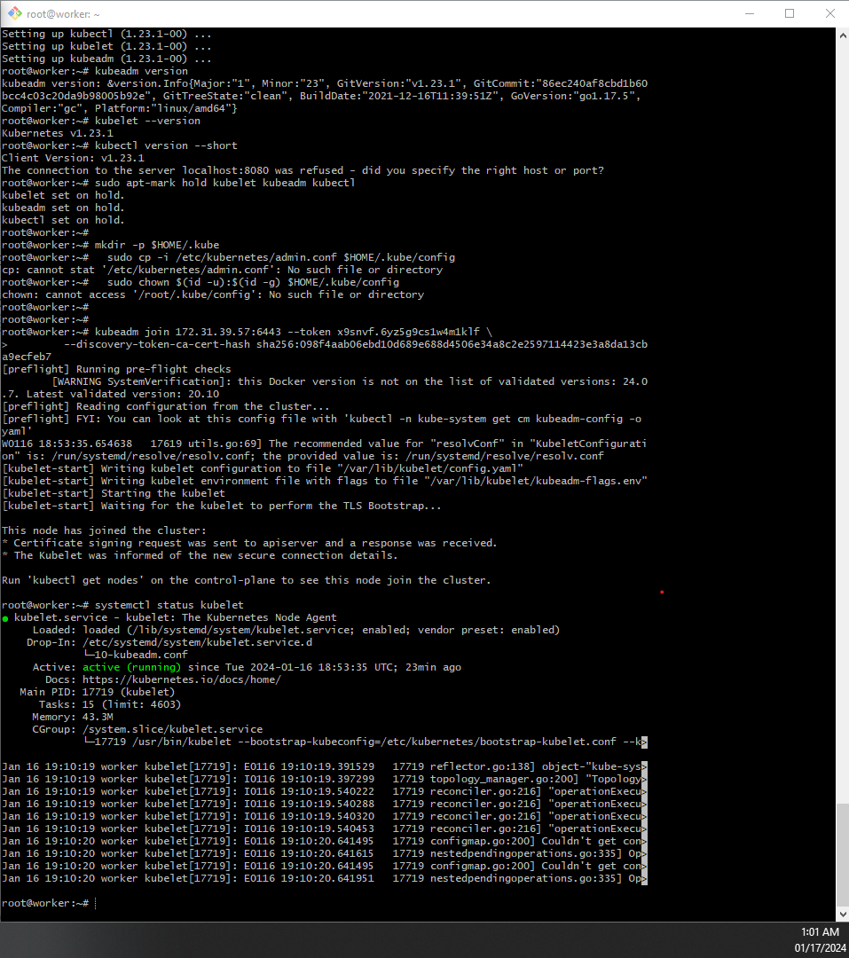 AtifInamdar9198's tweet image. #Day10 of DevOps journey! Successfully set up my first Kubernetes cluster using kubeadm! Installed Docker, kubectl, and kubelet on both nodes. Excited for more hands-on experiences! 🌐🚀 #DevOpsLearning #Kubernetes #Docker