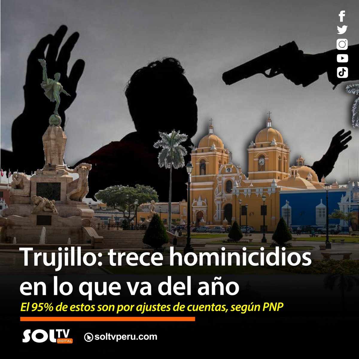 soltvcanal's tweet photo. 🚨 Trujillo enfrenta una creciente ola de criminalidad con trece homicidios registrados en lo que va del año 2024. El 95% de estos son por ajustes de cuentas, revela el jefe de la III Macro Región Policial de La Libertad.  https://t.co/s5R7qICNGl https://t.co/kjIjKEOUKH