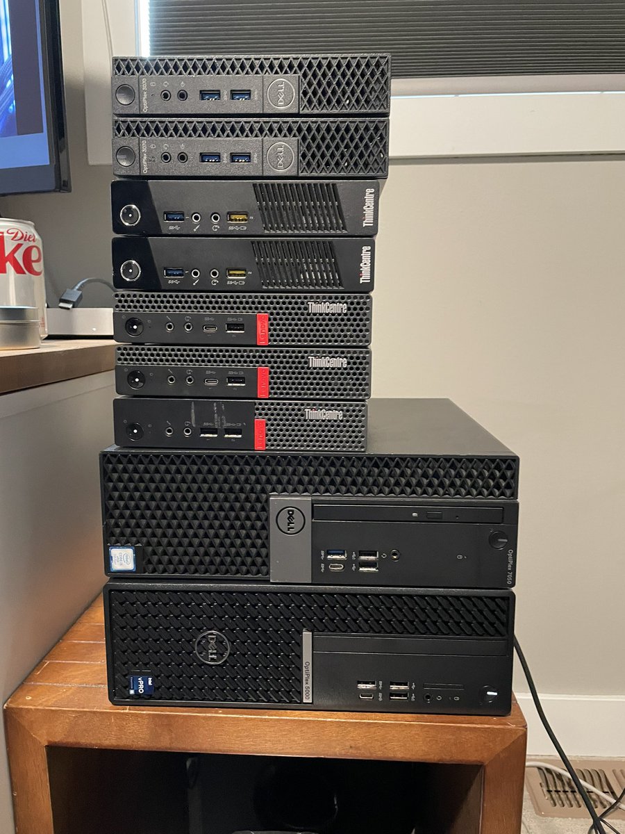 postnick's tweet photo. Yo dawg I heard you like computers. @ServeTheHome #tinyminimicro stack.
Iโm gonna be looking to sell/give away some of these to locals hopefully https://t.co/xQJEyFajRN