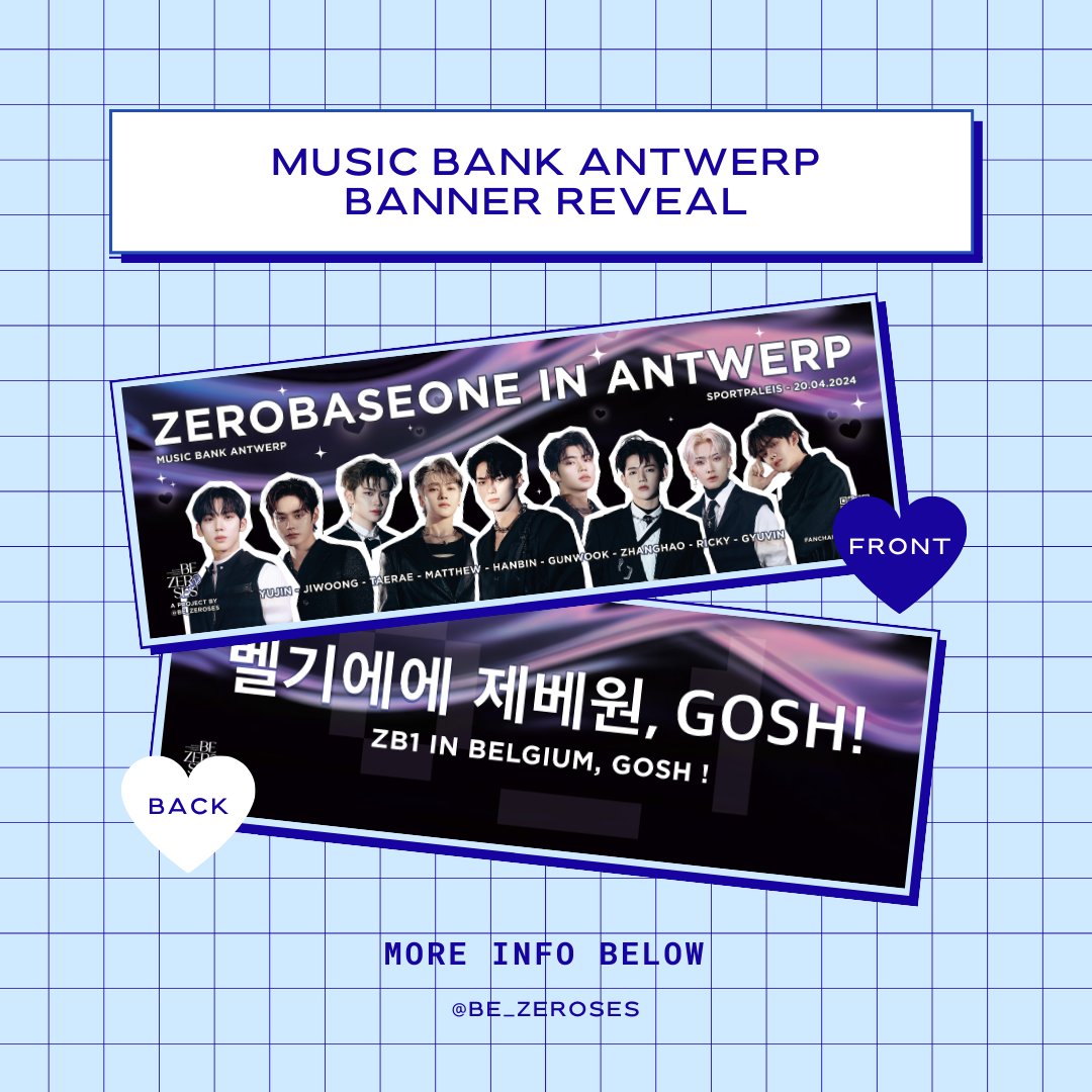BE_zeroses's tweet photo. 📢 [BANNER REVEAL &amp; ORDER FORM] 🌹 

Here is our banner for Music Bank Antwerp !  😍  

These will be given as freebies but you can already secure yours and help us fund our projects ➡️ LINK IN BIO/BELLOW

Thank you for your support 💙 Stay connected 🫣 https://t.co/o6cHj2drPE