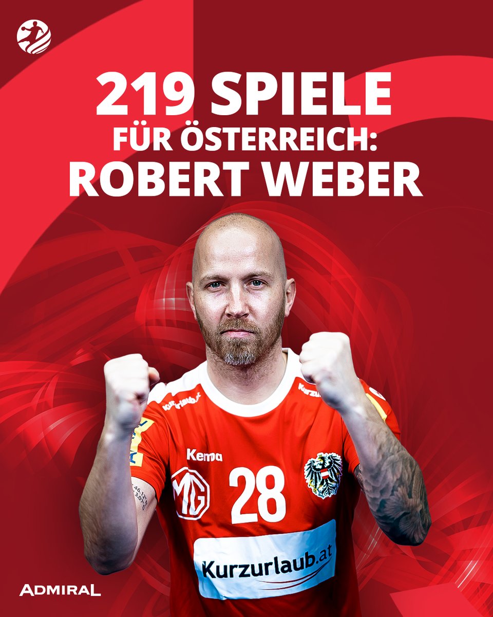 HandballAustria's tweet photo. Robert Weber bestreitet heute sein 219. Länderspiel für Österreich und wird damit zum Rekord-Feldspieler des österreichischen Nationalteams. 🇦🇹👏🏼
Wir hoffen auf viele weitere Einsätze! ❤️
#HandballAustria #Handball #EHFEURO2024 #RobertWeber #Rekord https://t.co/zJDOWuDLkI