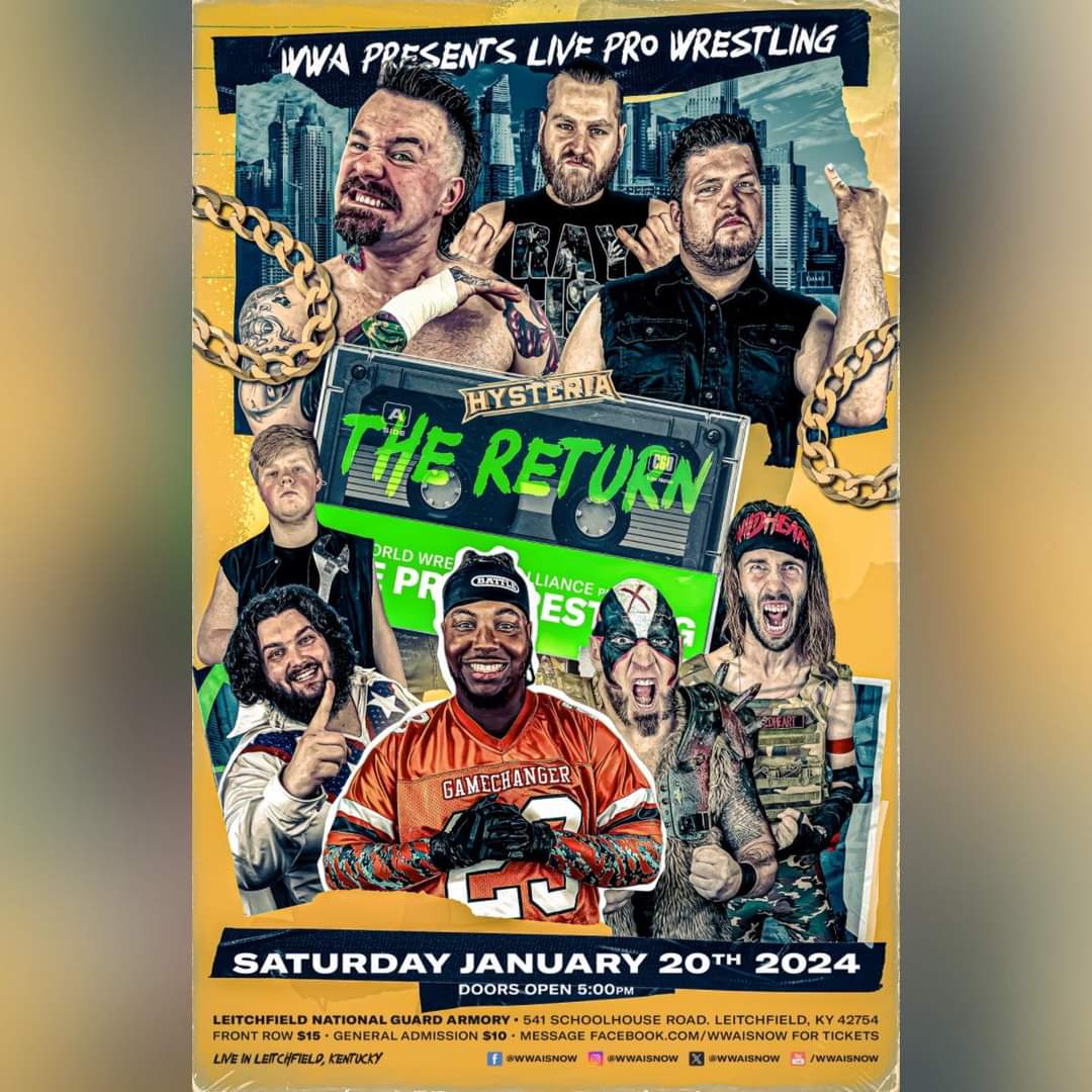 TylerHawkinsWWA's tweet photo. @WWAISNOW is Returning to Litchfield, KY!! Saturday Night!! #wwaisnow https://t.co/RxtfjULEr3
