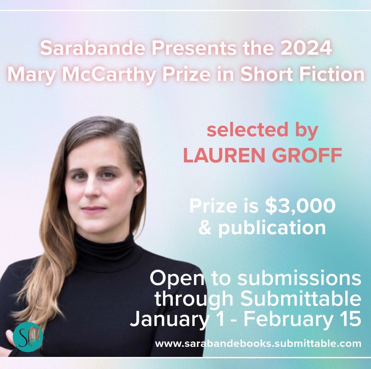 ✨ATTENTION FICTION WRITERS!✨ The Mary McCarthy Prize in Short Fiction is accepting manuscript submissions through February 15! @legroff will select one winning manuscript for publication by Sarabande Books. Learn more and submit at the link in our bio!