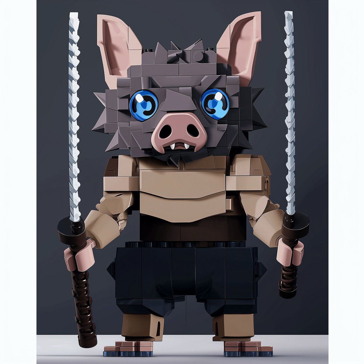 TheAOIA's tweet photo. My partner recently started using MidJourney with me, and after the love everyone showed her demon slayer animal crossing cross over she has been working hard on a Demon slayer Lego cross over. What do you think? 

#midjouney #anime #DemonSlayer #LEGO #AIArtCommuity #v6 https://t.co/kgZpdsAHTw