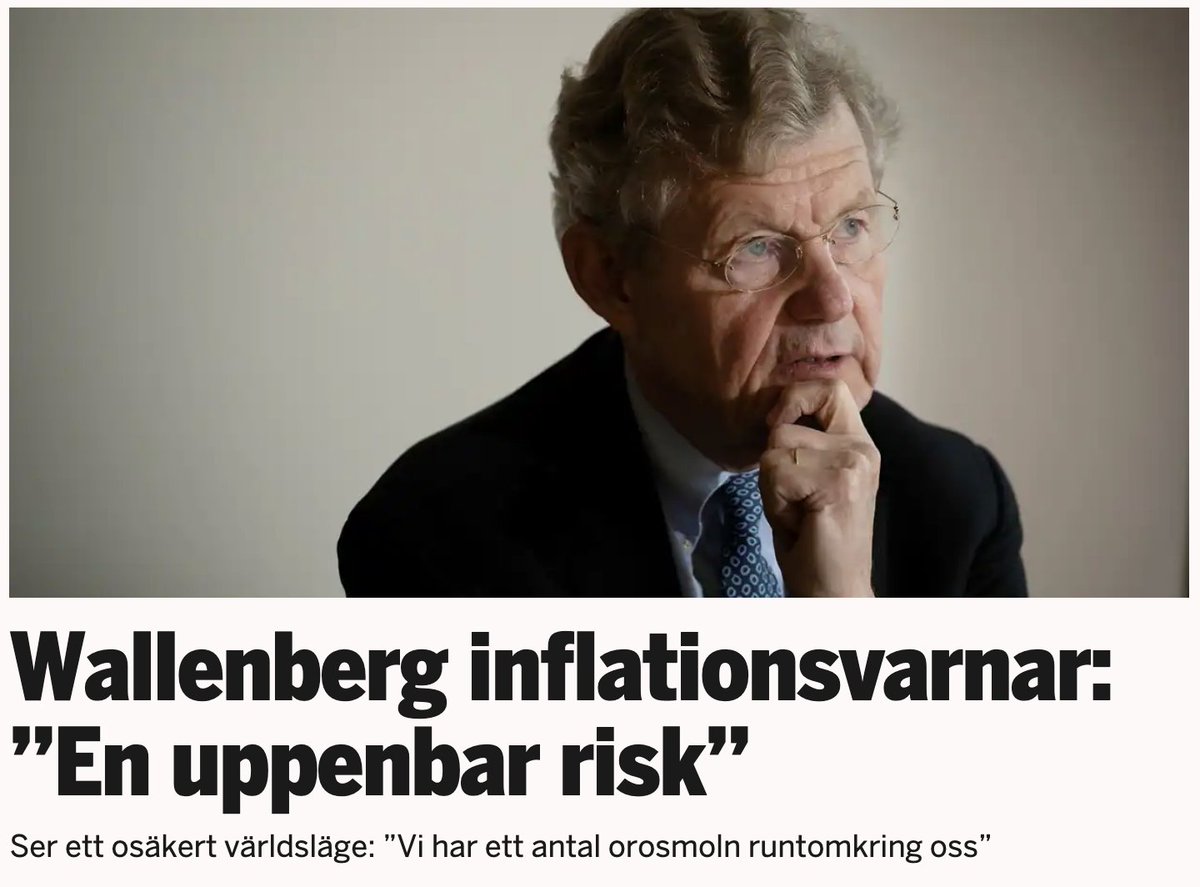 Nämen så gulligt då.......😆

'En seger för Donald Trump i  det amerikanska presidentvalet skulle vara dåligt för Sverige och  attackerna i Röda havet kan leda till en ny inflationschock. Det anser  Investors ordförande Jacob Wallenberg.'

”Vi har ett antal orosmoln runtomkring…