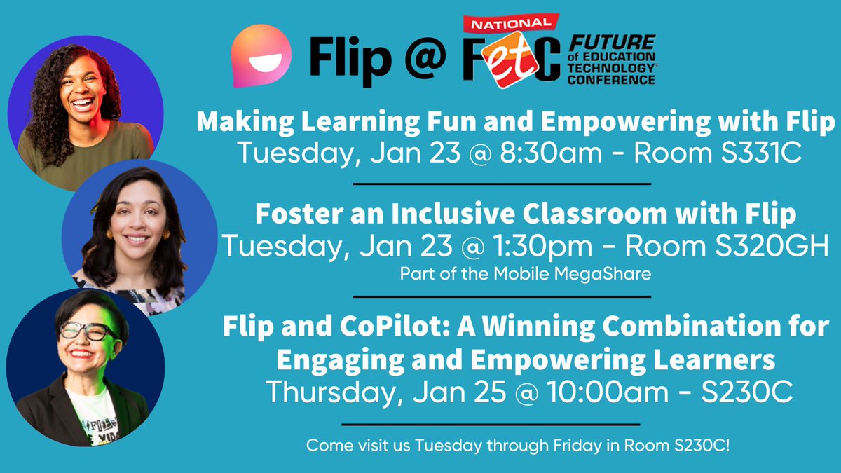 #FETC... can't wait to see you! 📣Role call - who will I get to hug next week?! Here's where you can find @MicrosoftFlip: