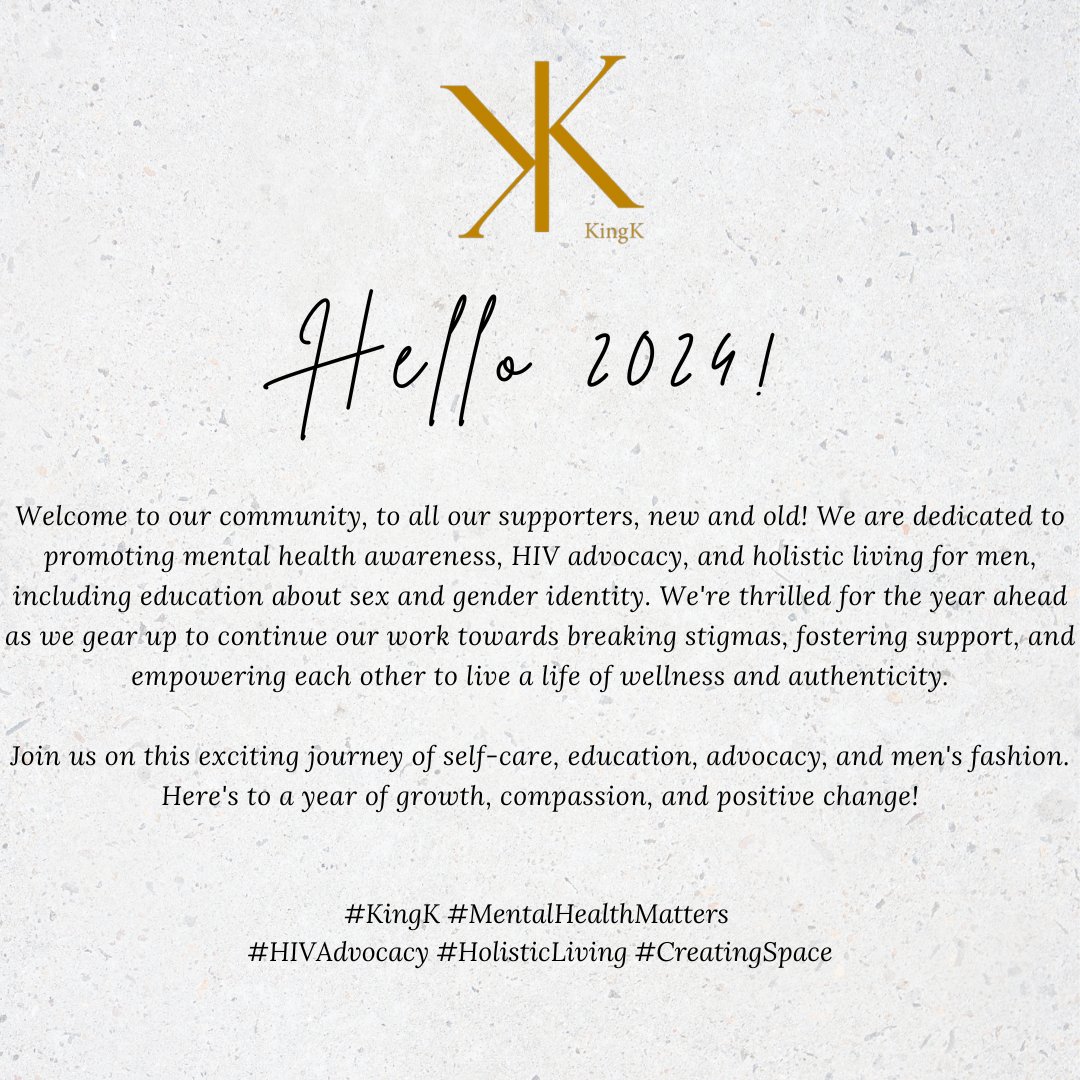 📌 
Hello 2024

Thank you, and welcome to our community! ✨️
.
#KingK #mentalhealthmatters #hivadvocacy #holisticliving #CreatingSpace #nodiscrimination #newbeginnings #welcome #lgbtqiacommunity #safespace