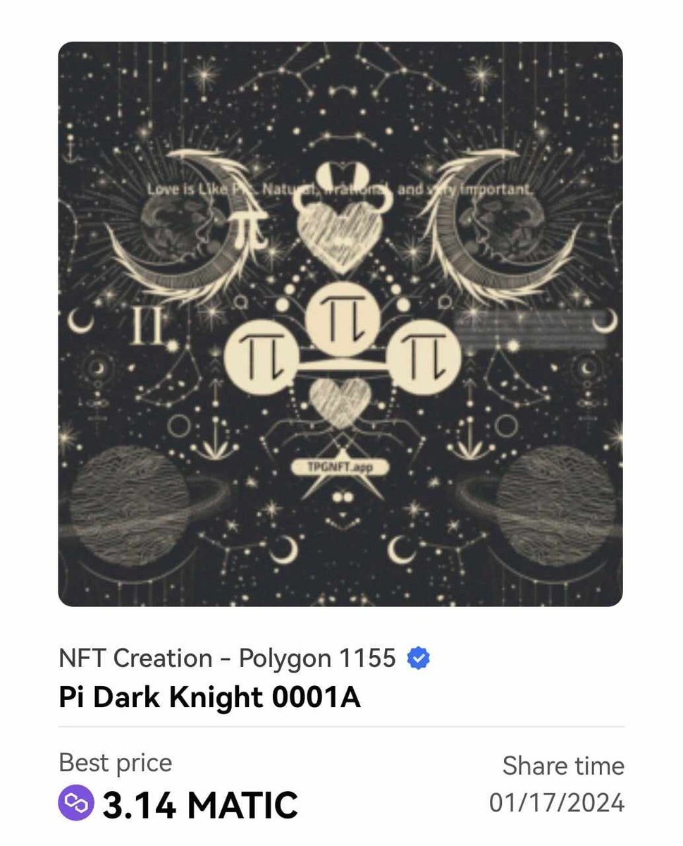 michael_ceo's tweet photo. To all those who have purchased Pi Dark Knight 0001A (.GIF) with FREE NFT Minting on Matic Polygon, please visit the FreeCoin Telegram group Topic: "Pi Dark Knight" at https://t.co/RY8zcxGWxh and post the following information for the airdrop:

1.) Pi Payment Receipt
2.) Pi Dark Knight Code
3.) Total number of .GIF orders

Basic Info:
Name: Pi Dark Knight 0001A

Supply: 1,000

Creator Matic Polygon Address:
0xbae224954c9b91e6655055d5a8c8a442e11bb806

Contract Address:
0x47888a2bd4b57f8ff527dd0e6787e173b56b5911

Token Id:
84529749761095732882306363089123469818617312835070495945427924695861006697448

Available at OKX:
https://t.co/W3ADmWnmOt

#PiNetwork #TPGecosystem #EpiMall #FreeCoin #TestGCV #Philippines #PiNationSocietyPh @EpiMall_INA @EpiMall_India @epimall88 @EpiMall_Nepal @EpiMall_Gh @EpimallPak #icenetwork #sidracoin #GCV314159 #FreeCoinRewards #TPGNFT #ILoveGCV #PiDarkKnight0001A
