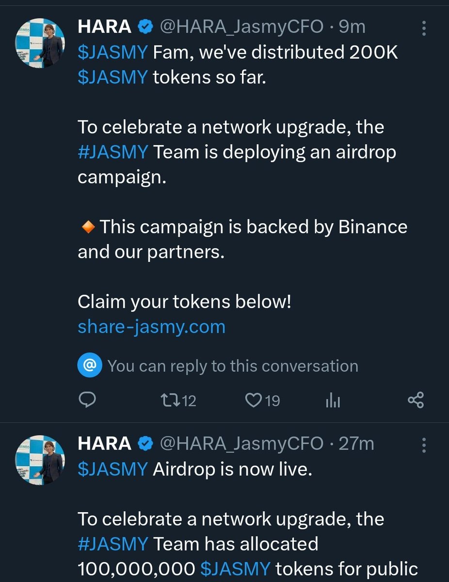 <a href="/HARA_JasmyCFO/">HARA</a>  never used the term $jasmy Fam

Scam alert! <a href="/JasmyMGT/">Jasmy-MGT</a> #jasmy