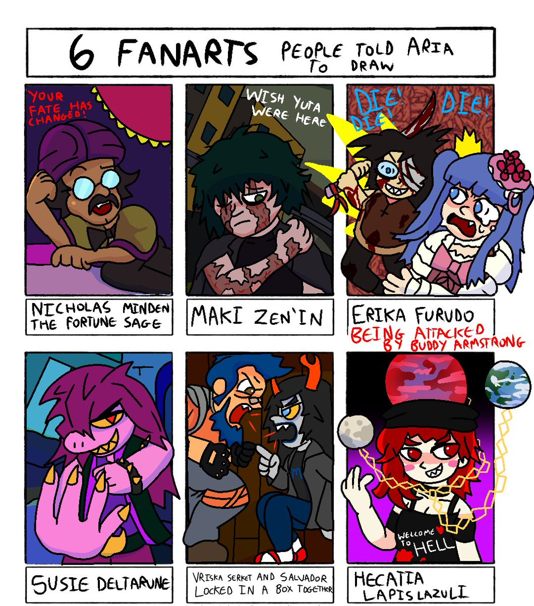 DKrunks's tweet photo. You know what why don't I tag it all uhhh
#lisathepainful #deltarune #touhouproject #JujutsuKaisen #Umineko #Homestuck #lisathefool #cabalitearts
My account I do what I want https://t.co/2JXiTSqXe2