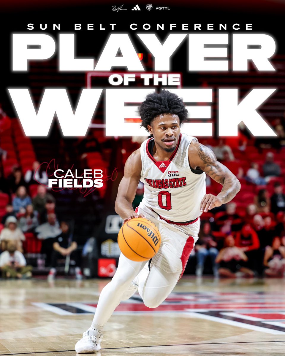 Arkansas State Menβs Basketball (@astatemb) on Twitter photo πππ ππππππ ππ
πππ ππππ:
<a href="/calebfields_/">Caleb Fields</a> βΌοΈ
βAveraged 27.0 points, 6.5 assists, 4.5 rebounds & 3.0 steals
β1st Division-I player since 2010 w/ 35 pts/10 ast/6 stl in a game
β51.9% FG | 78.1% FT
#GTTL | #Wolvesup πππ ππππππ ππ
πππ ππππ:
<a href="/calebfields_/">Caleb Fields</a> βΌοΈ
βAveraged 27.0 points, 6.5 assists, 4.5 rebounds & 3.0 steals
β1st Division-I player since 2010 w/ 35 pts/10 ast/6 stl in a game
β51.9% FG | 78.1% FT
#GTTL | #Wolvesup