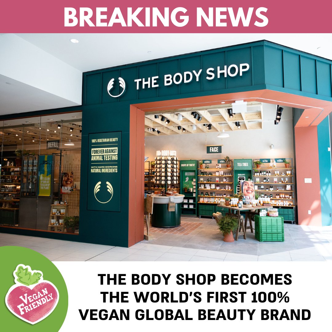 🚨BREAKING NEWS FOR THE BEAUTY INDUSTRY🚨

The Body Shop achieves a significant milestone as the world's first global beauty brand to offer 100% vegan product formulations across all ranges! 🐇

Follow us for more vegan news!