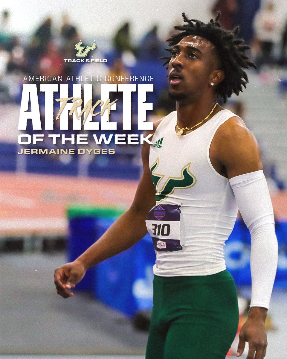 USFXCTF's tweet image. Congratulations @jadyges! AAC Male Track Athlete of the Week!

#HornsUp🤘
