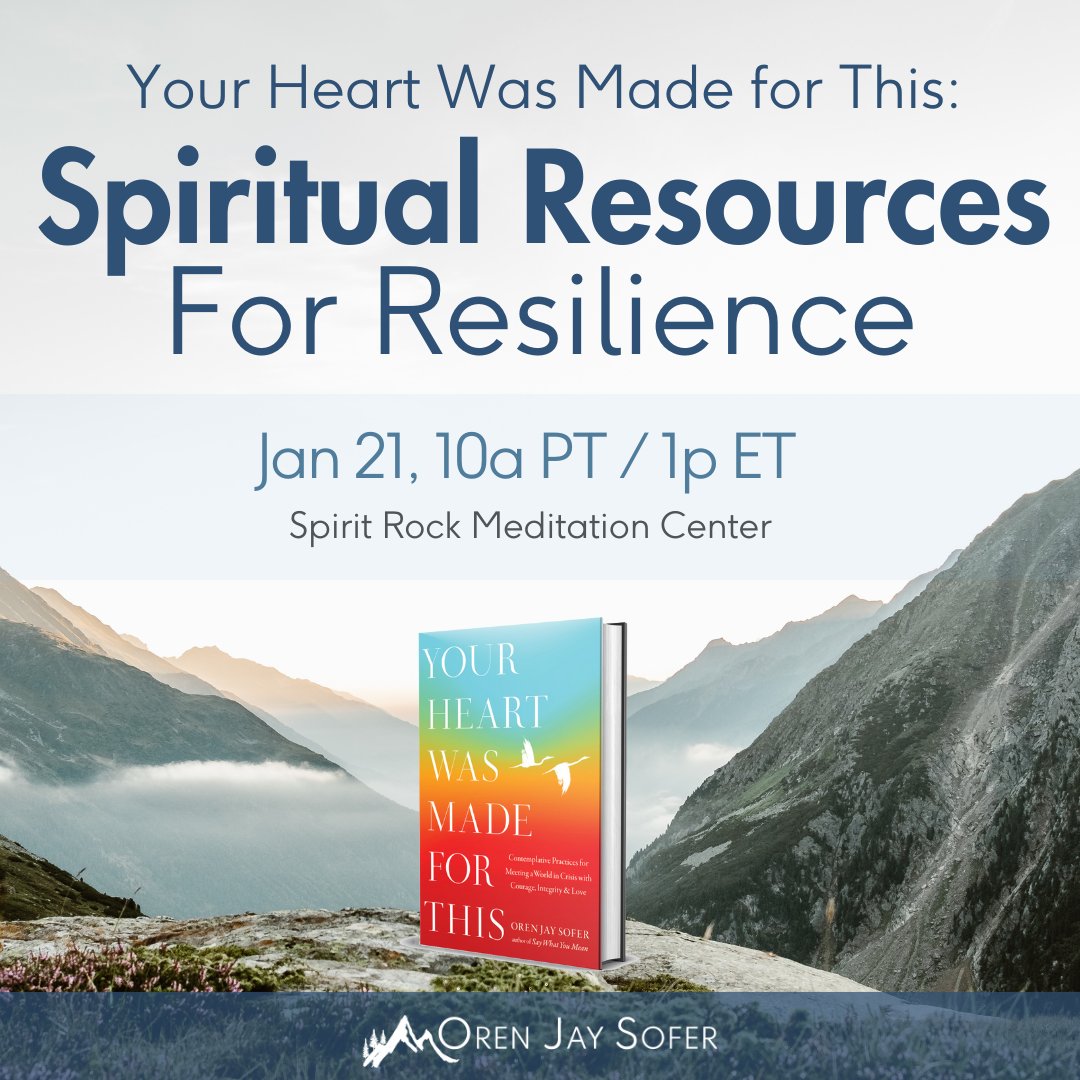 If you're looking for inner resources to handle the increasingly distressing news cycle, join me (online or in person) @Spirit_Rock this Sunday for a daylong based on my new book, 'Your Heart Was Made For This.' Details here: orenjaysofer.com/schedule/spiri…