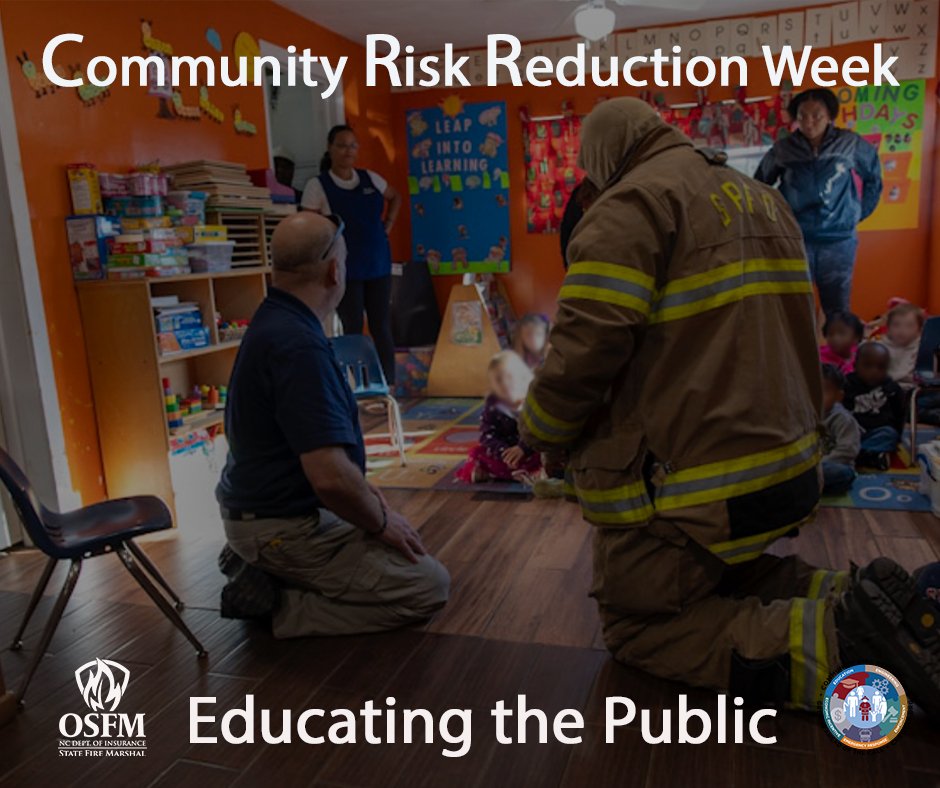 Local Fire Departments are key to educating the public on risk in the community. Firefighters frequently visit schools to educate children about fire safety. They may conduct fire drills and teach students on #homeescapeplans . #ncosfm #ncfire #firefighter