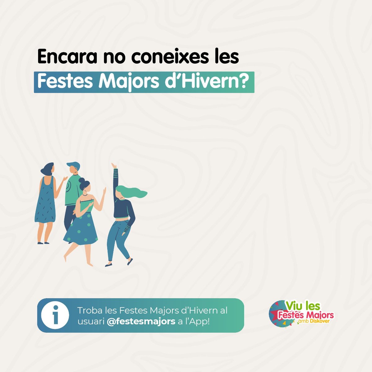 DiskoverApp's tweet photo. Encara no coneixes les Festes Majors d‘Hivern?
Troba les Festes Majors d’Hivern al usuari @festesmajors a l’App!
#festesmajors #catalunya #diskover #experiencies #activitats #turisme https://t.co/L7sXbVr6aB
