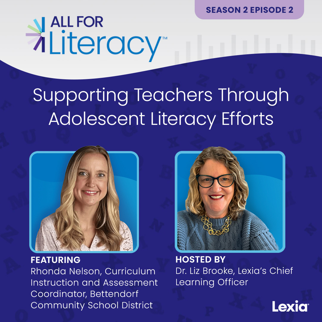 Listen to episode 2️⃣ of the #AllforLiteracy #podcast, with @LizCBrooke, for a discussion on the best ways to support teachers’ understanding of #literacy instruction with @Rhonda_L_Nelson.

Tune in now! 🎧 spr.ly/6011rJVQ1