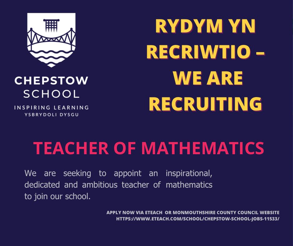 chepstowschool's tweet image. Rydym yn recriwtio /  We are recruiting 

Join our Chepstow Community 👇

buff.ly/3U2ZF25