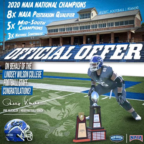 YatesGeren11's tweet photo. Blessed to receive my first offer from Lindsey Wilson! @CoachKleckler @CoachMattOgle @MTCSFB @CoachPetey66 @23Robertson @MikeGeren1 https://t.co/8Va1UhmLVK