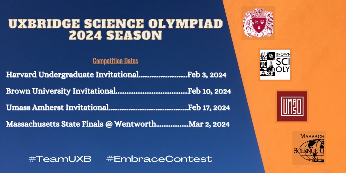 UxbridgeSciOly's tweet photo. Happy New Year everyone! January is when our season opener is just around the corner. The stage is set for a bigger, tougher, and better 2024 season and we will face all of them head-on. #EmbraceContest https://t.co/ZezSGjkHuB