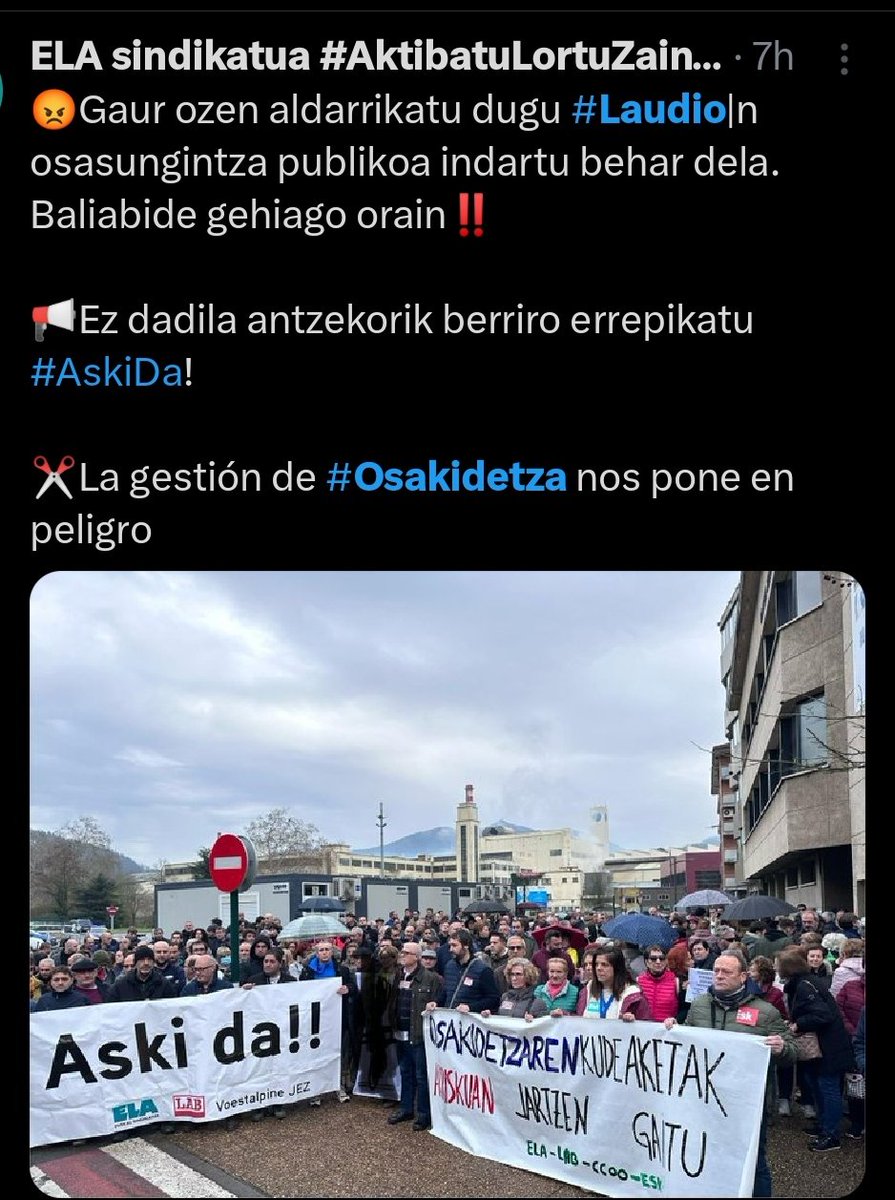 Hilabeteak dira Laudio eta Amurrioko EAG/PAC-ean mediku gabe gaudela

Hilabeteak sindikatu eta eragileek lehen arretako egoera salatzen gaudela

Osakidetzaren egoera tamalgarri honek arduradun zuzenak ditu 
<a href="/GSagardui/">Gotzone Sagardui</a>
<a href="/iurkullu/">Iñigo Urkullu</a> 

🚨Murrizketek gure osasuna arriskuan jartze dute!
