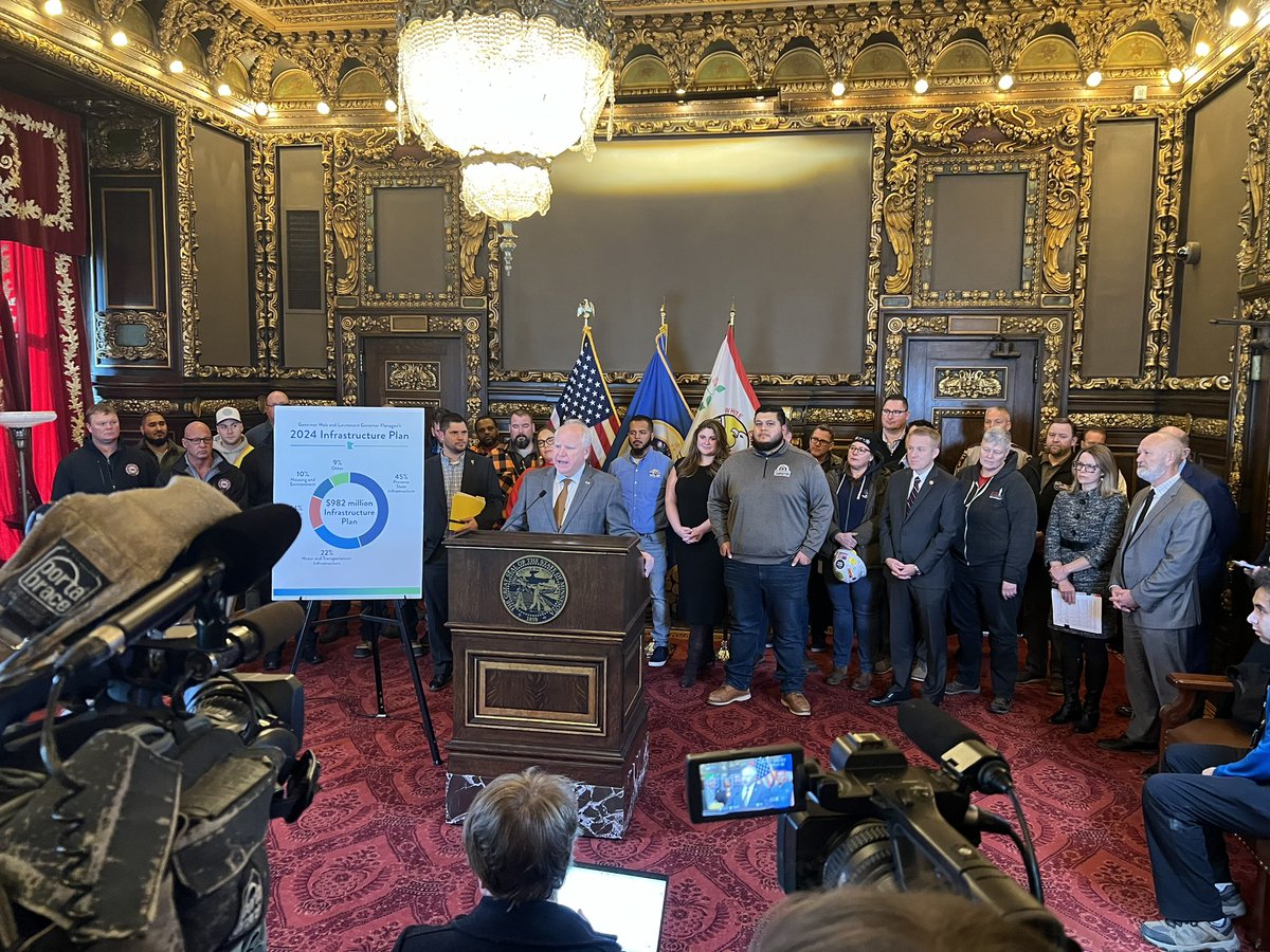 Governor Walz rolls out his $982 million Infrastructure Plan. This keeps up and creates good-paying middle-class jobs.