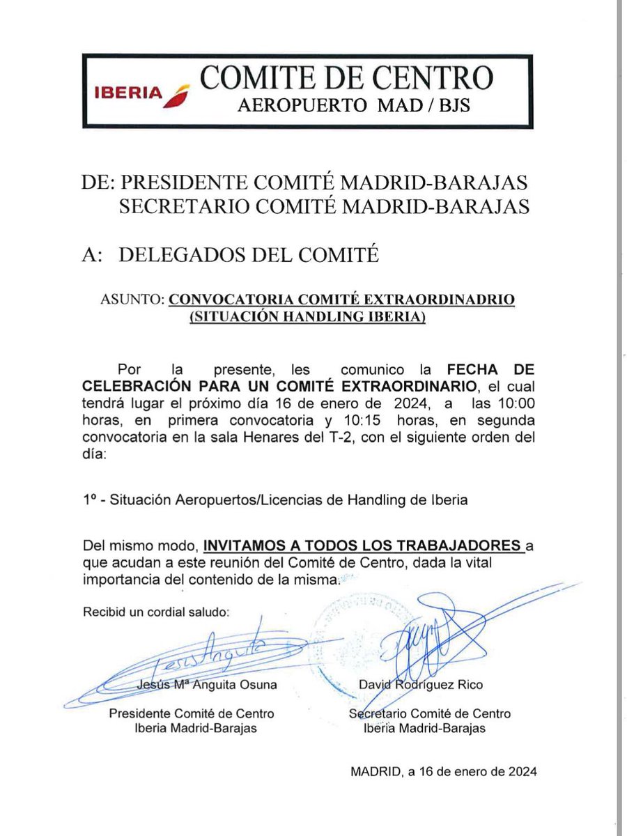 Hoy en el comité extraordinario de #Iberia Barajas,
He propuesto que los trabajadores puedan decidir de manera vinculante antes de que los sindicatos representativos firmen por ellos pero …NO HAN ACEPTADO mi propuesta 
¡ Es lo que hay ! #sindicalismo 

sindicatocta.es/todo-marcha-se…