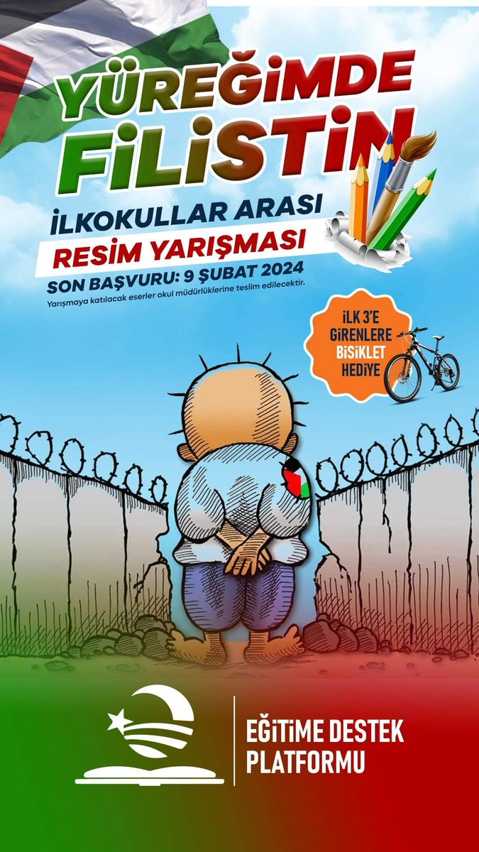 hsoylemez0244's tweet photo. Yüreğimde #Filistin 
İlkokullar Arası #Resim 
Ortaokullar Arası #Mektup 
Liseler Arası #Şiir Yarışması 
Ulaşmayan öğrencimizin kalmaması için idarecilerimiz başta olmak üzere meslektaşlarımız ile ilgili velilerimize emeklerinden dolayı şimdiden teşekkür ediyoruz https://t.co/1Gh8gzn1Cm