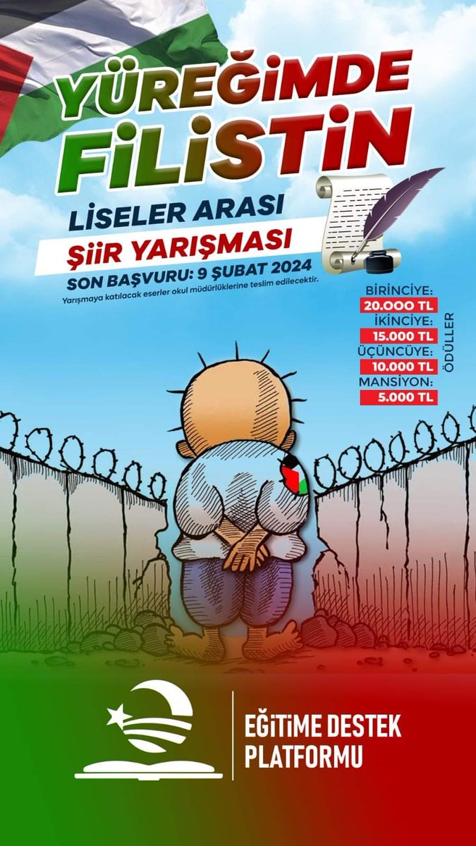 hsoylemez0244's tweet photo. Yüreğimde #Filistin 
İlkokullar Arası #Resim 
Ortaokullar Arası #Mektup 
Liseler Arası #Şiir Yarışması 
Ulaşmayan öğrencimizin kalmaması için idarecilerimiz başta olmak üzere meslektaşlarımız ile ilgili velilerimize emeklerinden dolayı şimdiden teşekkür ediyoruz https://t.co/1Gh8gzn1Cm